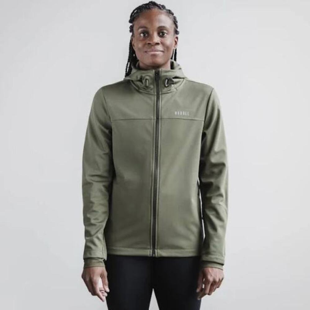 NoBull Women's Softshell Full Zip Hoodie Jacket Army Green Size XS